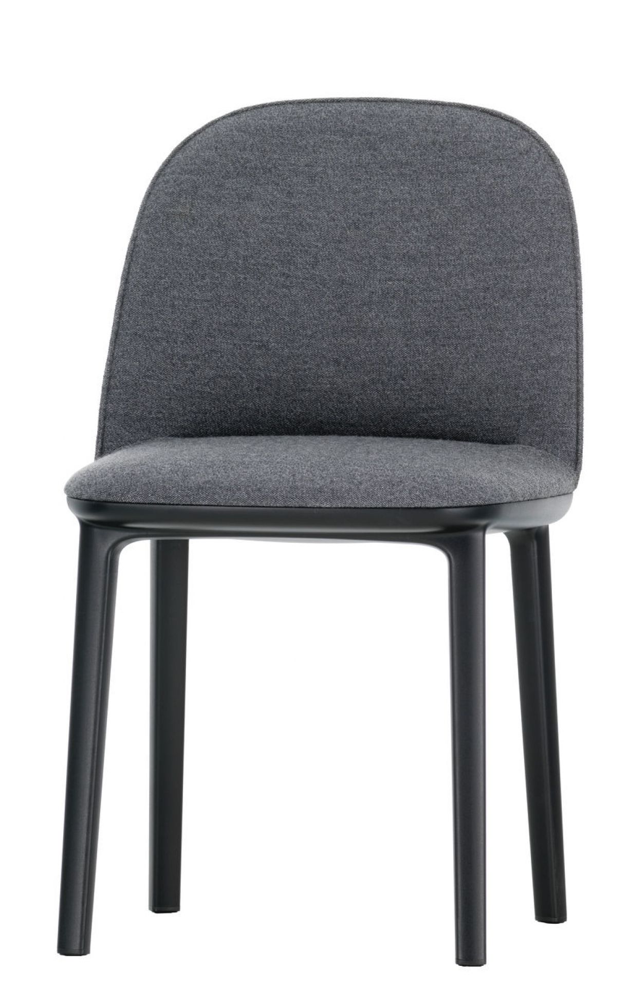 Grauer Softshell Side Chair Stuhl von Vitra mit schwarzem Gestell, Frontansicht.